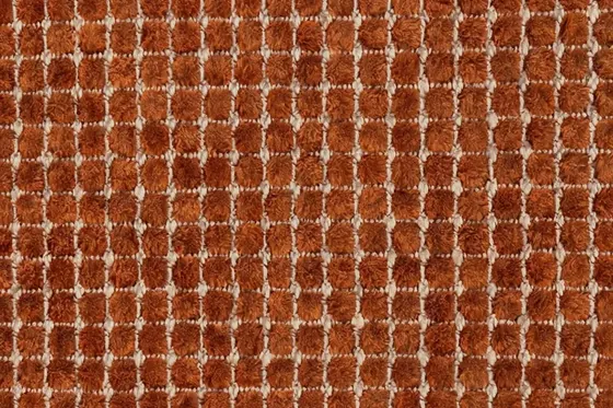 Chenille in Rostorange, Nahaufnahme des Gittergewebes