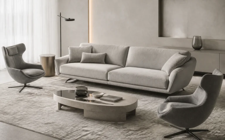 Wohnbereich mit Sofa und Sideboard