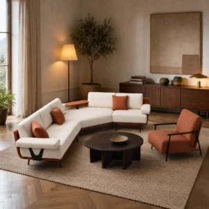 Venedik Ecksofa in Creme mit L-förmigem Eckelement