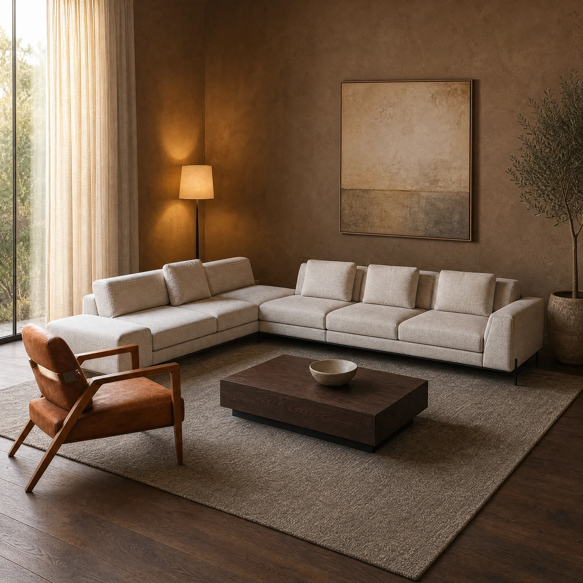 Blazer Ecksofa in Grau, drei Sitzmodule mit schmalem Zwischenelement
