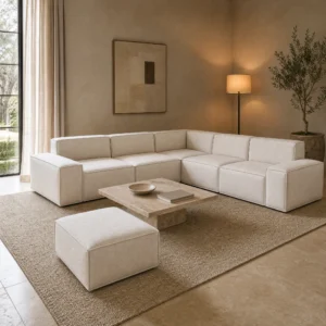 Padova Ecksofa in Creme aus fünf einzelnen Sitzmodulen