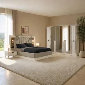 Bahar Schlafzimmer komplett, Gesamtansicht mit Kleiderschrank, Kommode und Bett