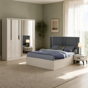 Berlin Schlafzimmer komplett, Gesamtansicht mit Kleiderschrank, Kommode und Bett