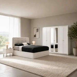 Bohem Schlafzimmer komplett, Gesamtansicht mit Kleiderschrank, Kommode und Bett