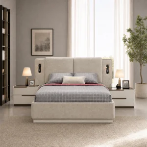 Kleiderschrank 265 cm und Kommode mit Spiegel im Schlafzimmer