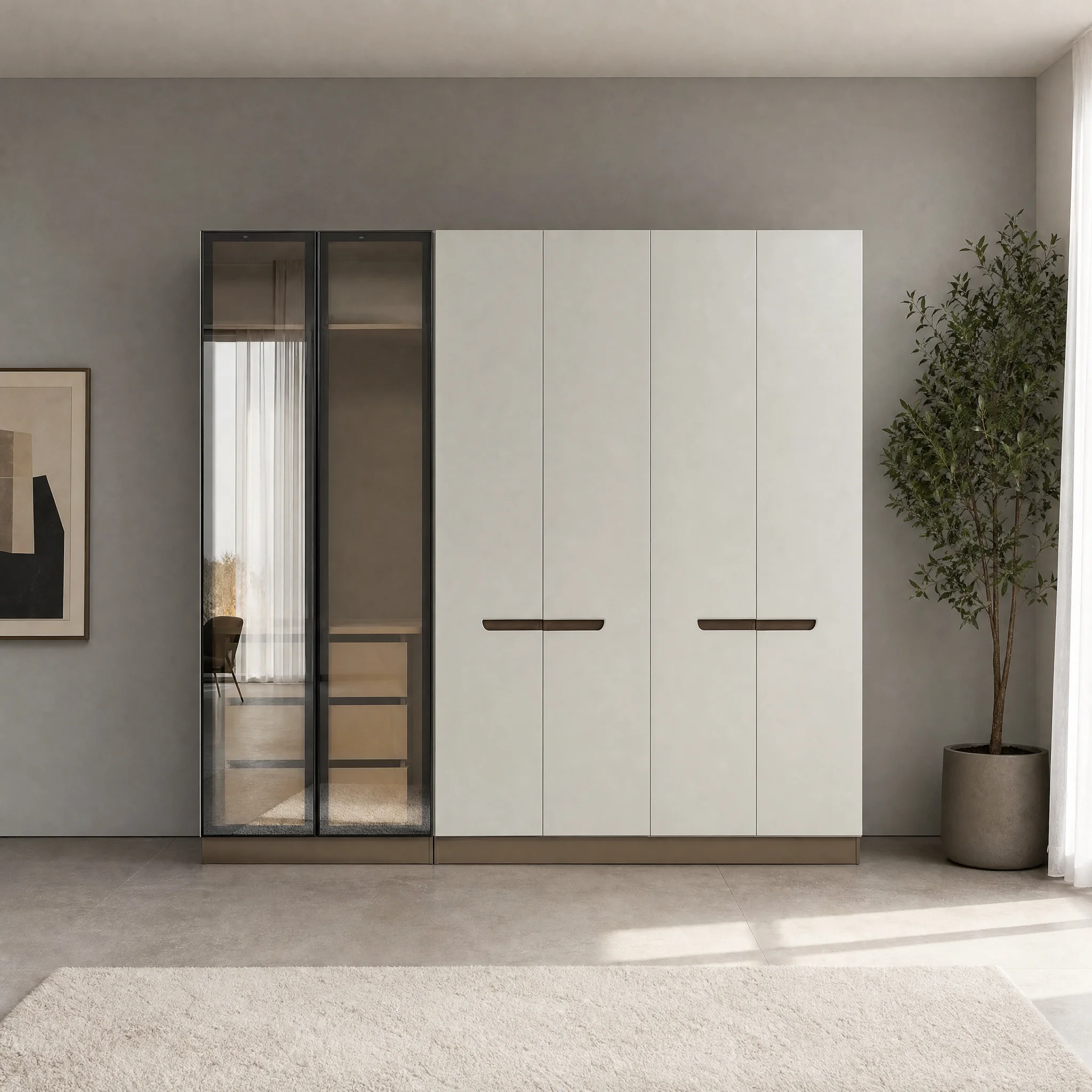 Kleiderschrank 265 cm mit Spiegeltüren, freigestellt aufgenommen