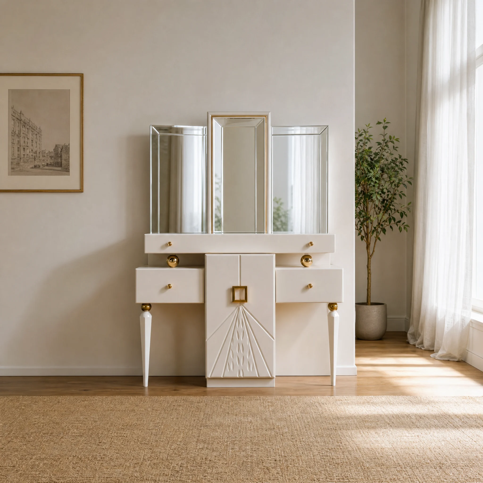 Kommode mit Spiegel, 175 cm breit und 180 cm hoch