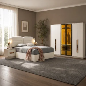 Lilyum Schlafzimmer komplett, Gesamtansicht mit Kleiderschrank, Kommode und Bett