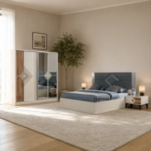 Rabat Schlafzimmer komplett, Gesamtansicht mit Kleiderschrank, Kommode und Bett