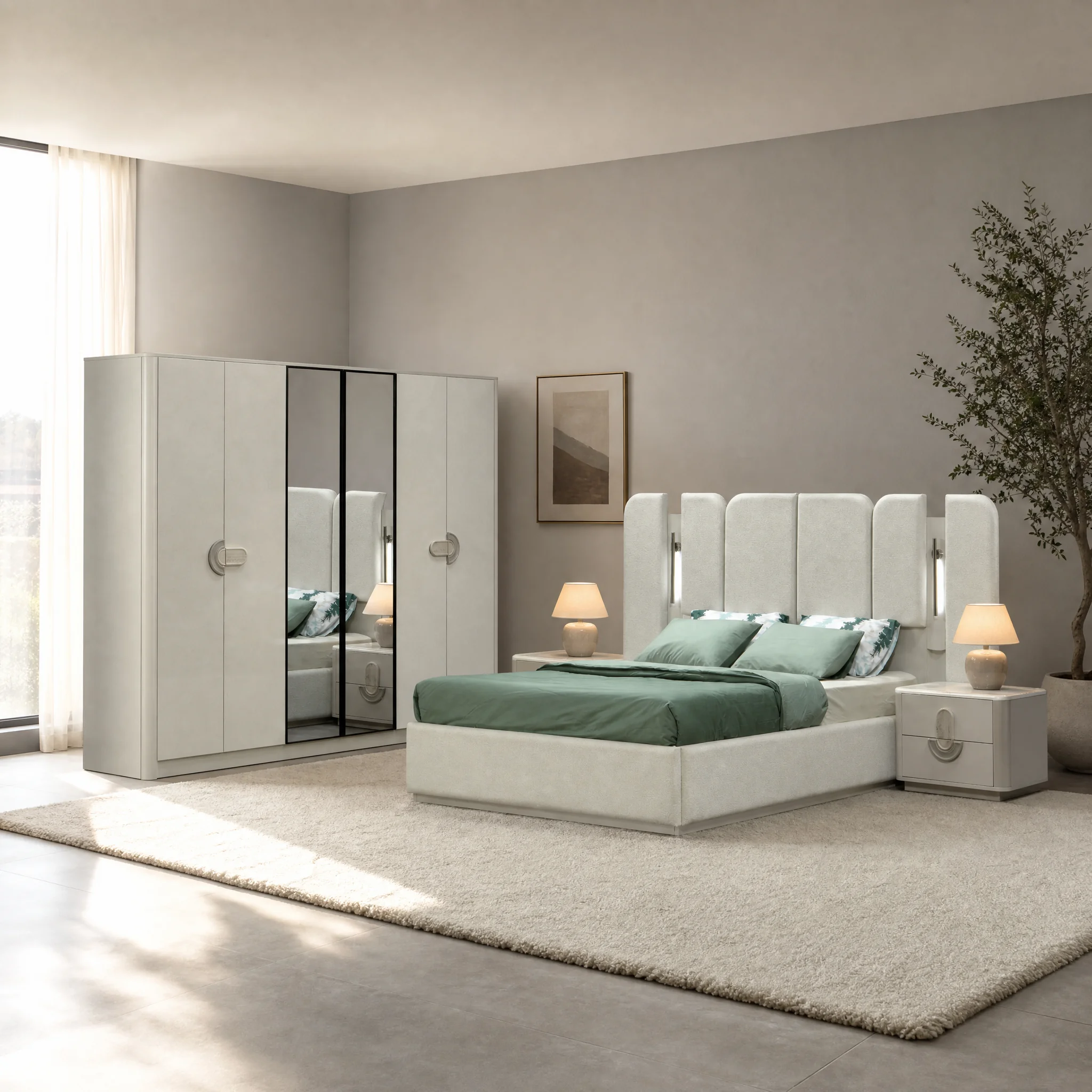 Tanca Schlafzimmer komplett, Gesamtansicht mit Kleiderschrank, Kommode und Bett