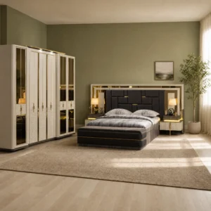 Venus Schlafzimmer komplett, Gesamtansicht mit Kleiderschrank, Kommode und Bett